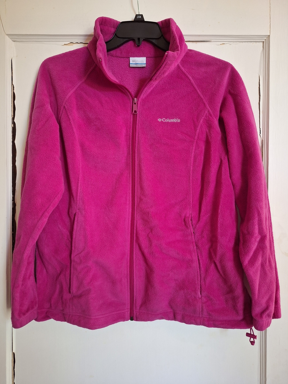 Columbia Womens Fleece Jacket Pink Mill Creek Full Zip Bottom Drawstring Sz 1X